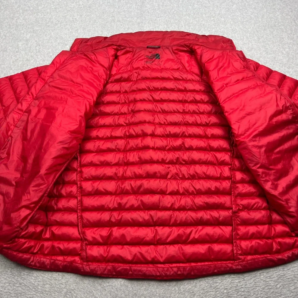 North Face Jacket Mens Large Red 800 Fill Goose Down Quilted Full Zip Puffer